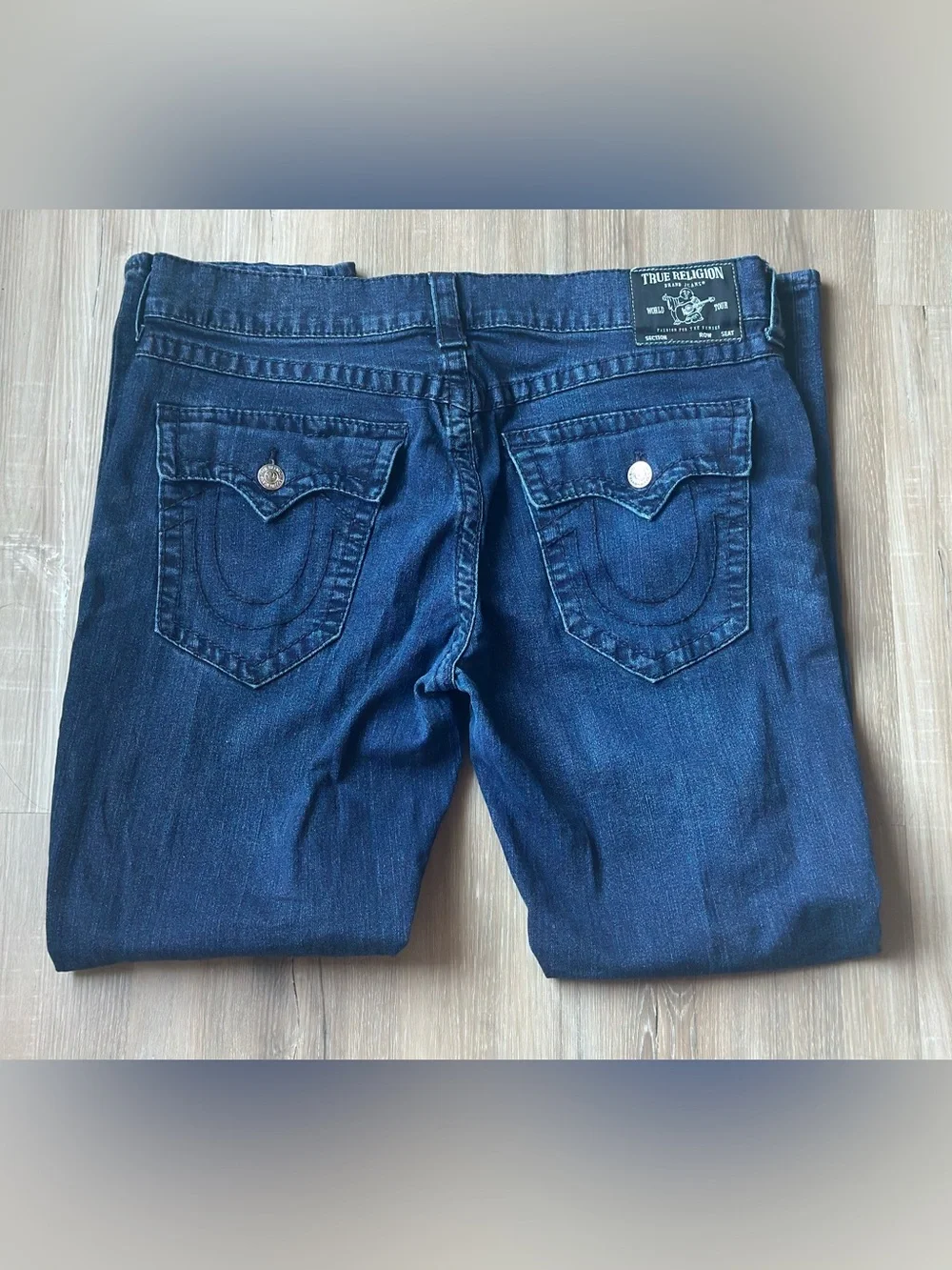 True Religion Indigo Blue Geno Slim Fit Straight Jeans Sz 38